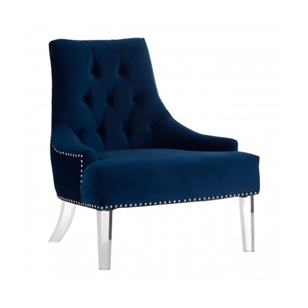 Cramer Blue Velvet Buttoned Studded Feature Chair