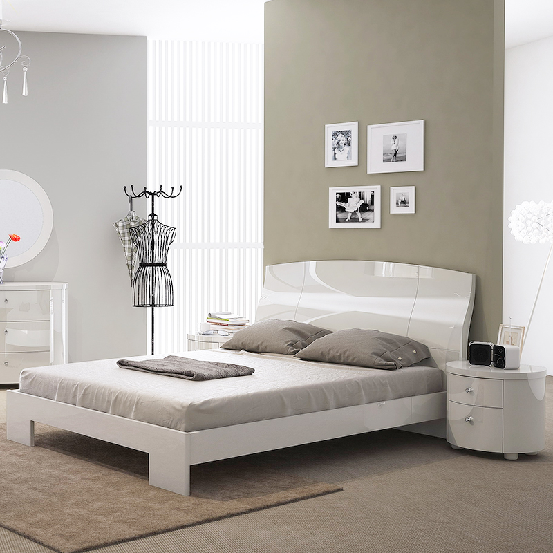 Voyage White High Gloss King Size Bed