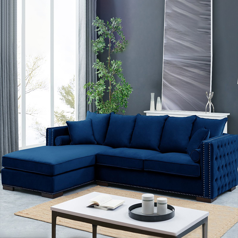 Moscow Blue Velvet Left-Side Corner Sofa
