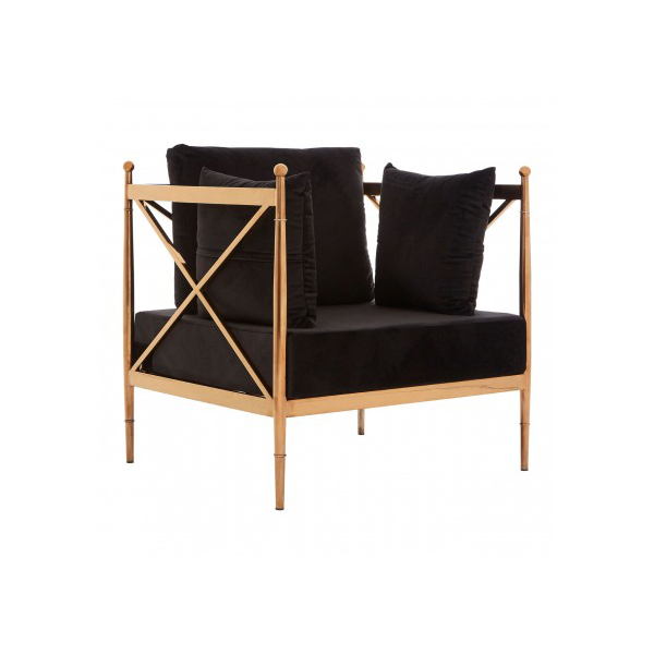 Novic Rose Gold Lattice Black Velvet Feature Chair