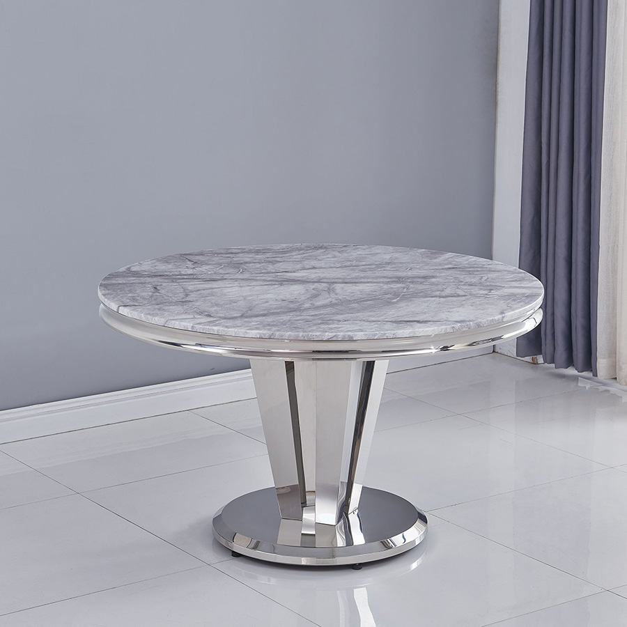 Riccardo Grey Marble & Chrome 1.3m Round Dining Table