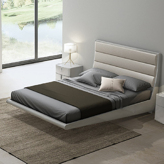Monroe Light Grey High Gloss Floating King Size Bed