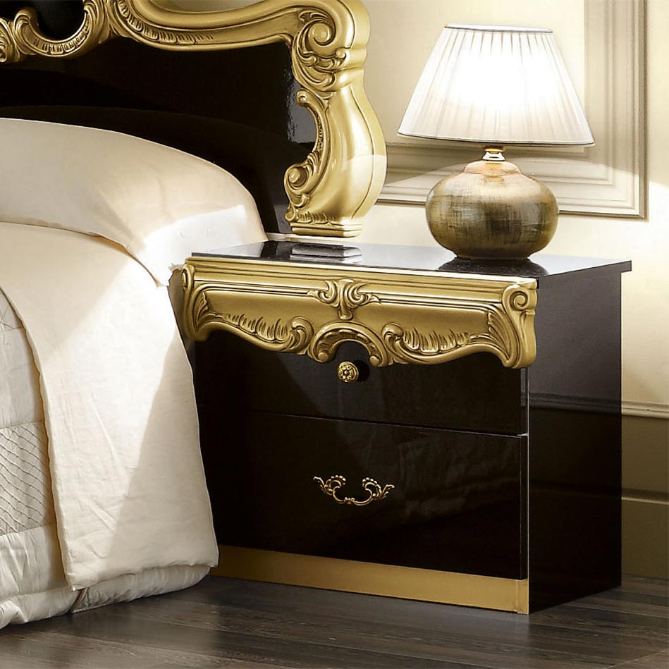 Bellissima Black & Gold 2 Drawer Bedside Drawers