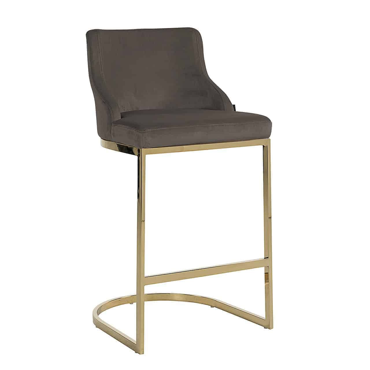 Boston Stone Grey Velvet Gold Bar Chair