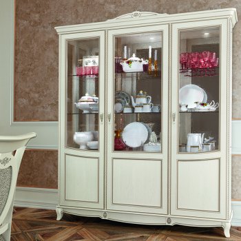 Fabrina Ivory Ash 3 Door Display Cabinet