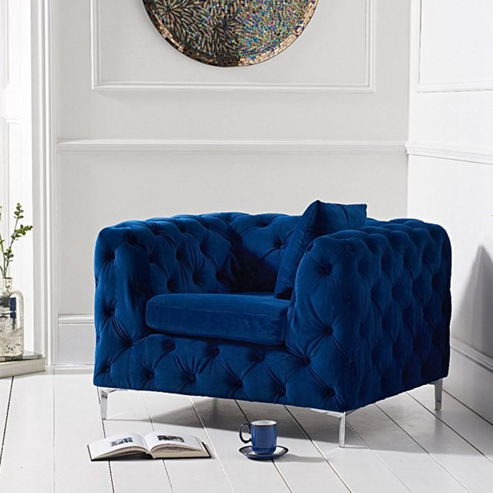 Aly Blue Velvet Armchair