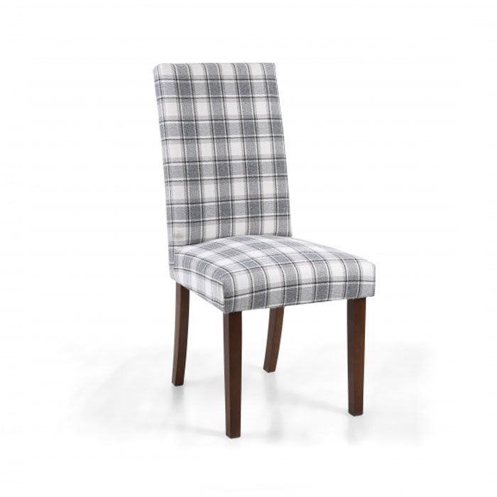 Rey Cappuccino Herringbone Check Dining Chair (Walnut Legs)