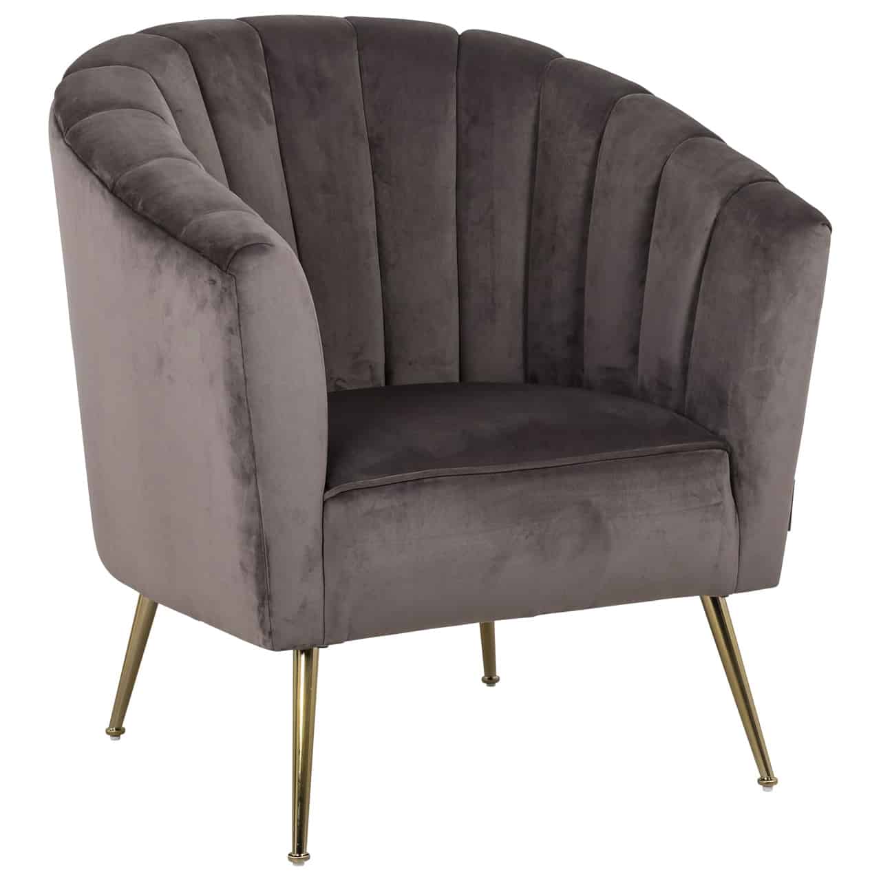 Suran Stone Grey Velvet & Gold Feature Armchair