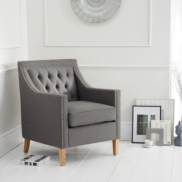 Casa Bella Grey Linen Armchair
