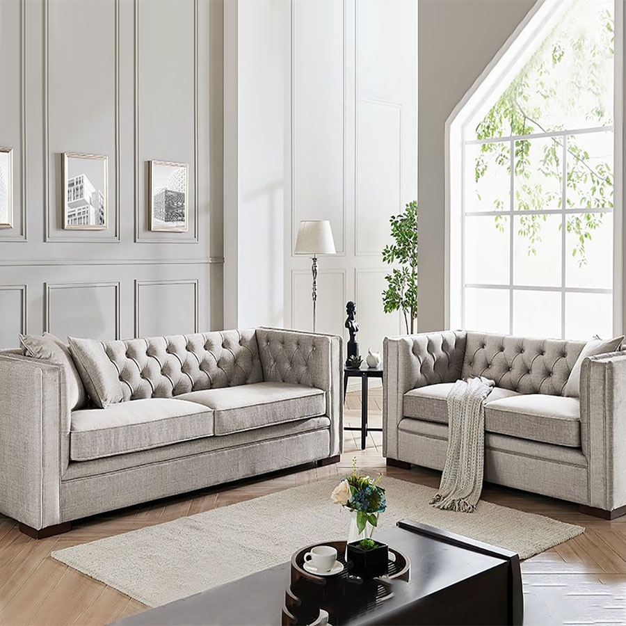 Montreal Pebble Grey Fabric 3+2 Sofa Set