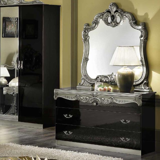 Bellissima Black High Gloss Gold Or, Black And Gold Mirrored Dresser
