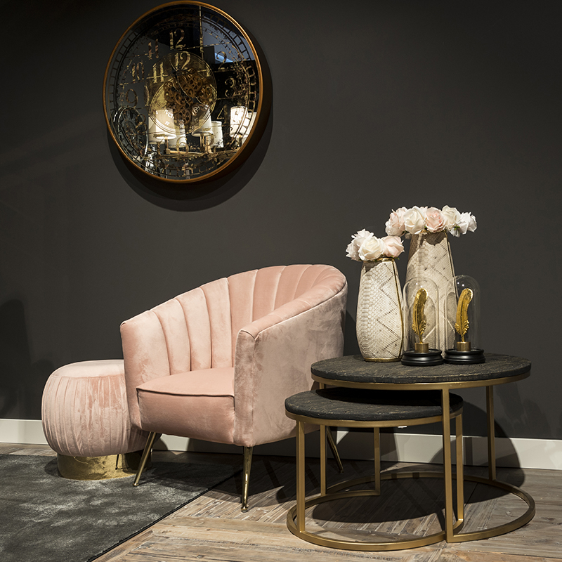 Suran Pink Velvet & Gold Feature Armchair