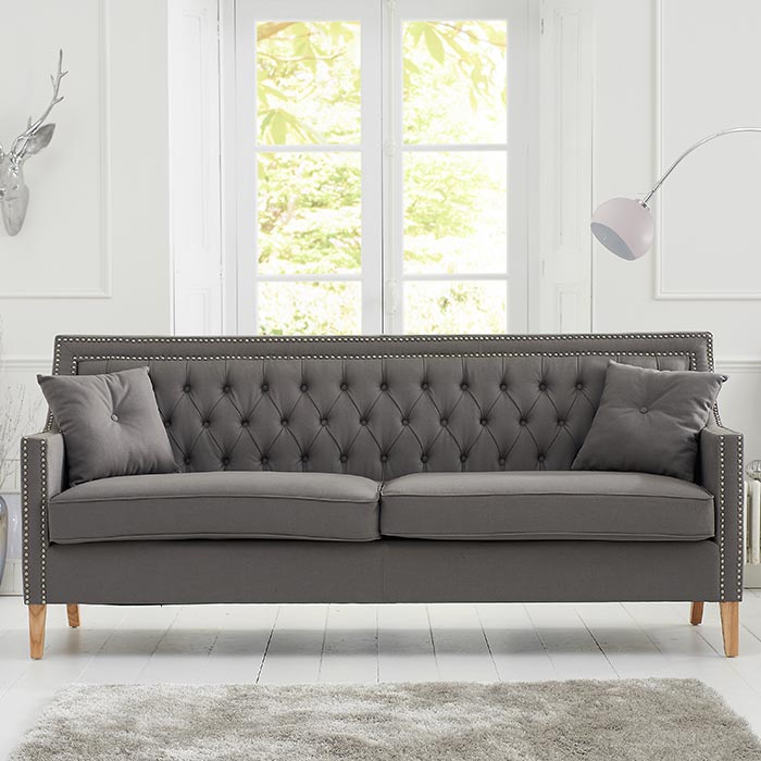 Casa Bella 3 Seater Grey Linen Sofa