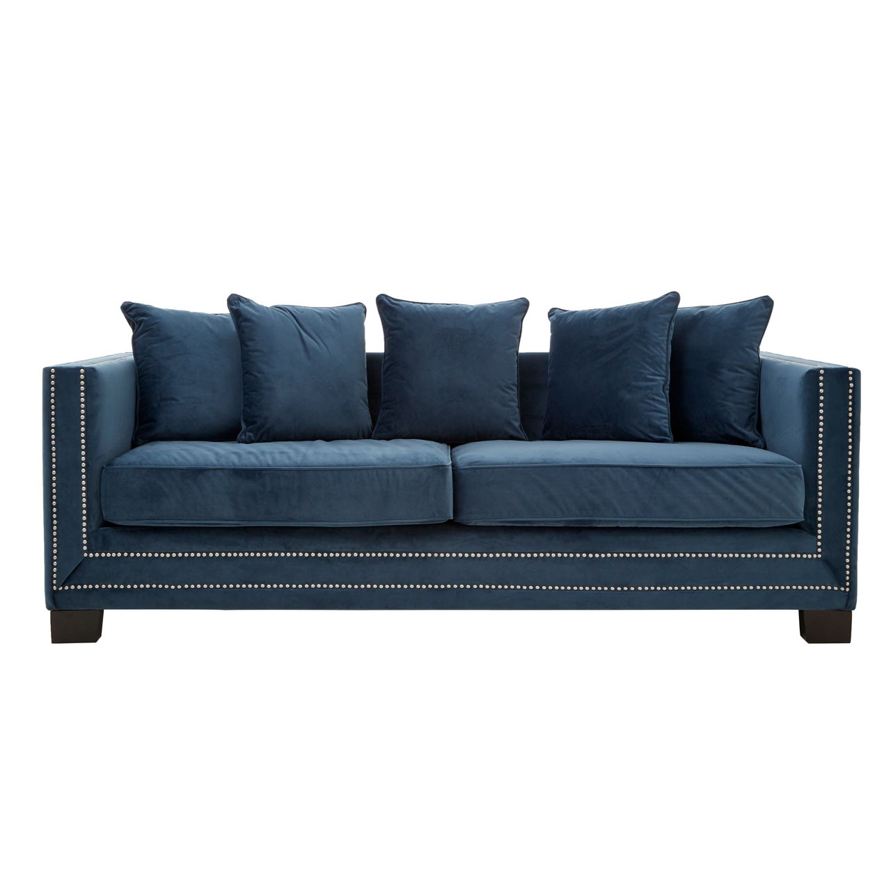 Saffy Blue Velvet 3 Seater Sofa