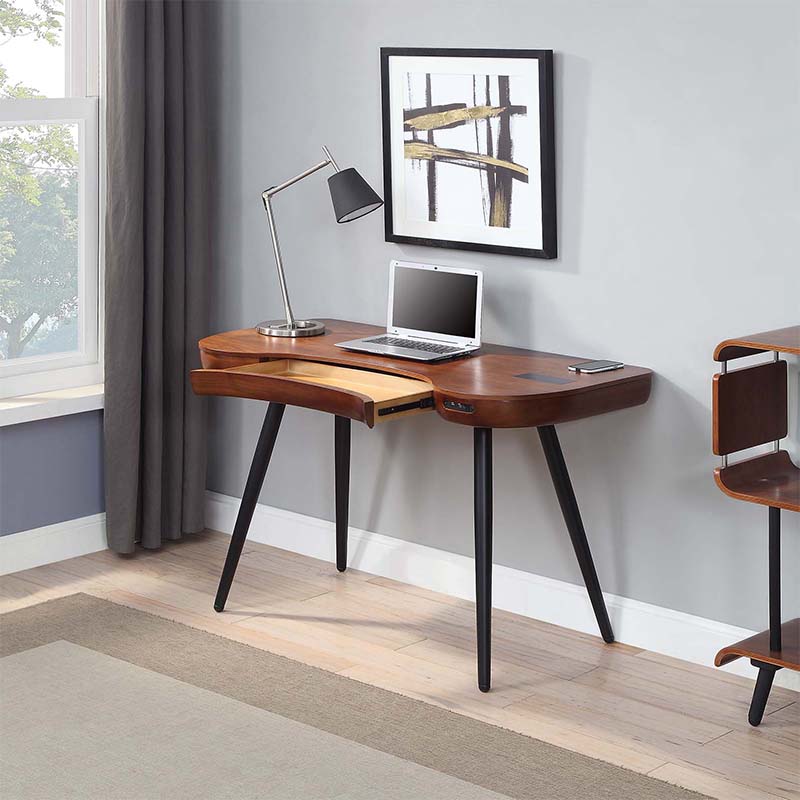 San Francisco Walnut Wood Smart Desk With SPEAKERS & Wireless Charger