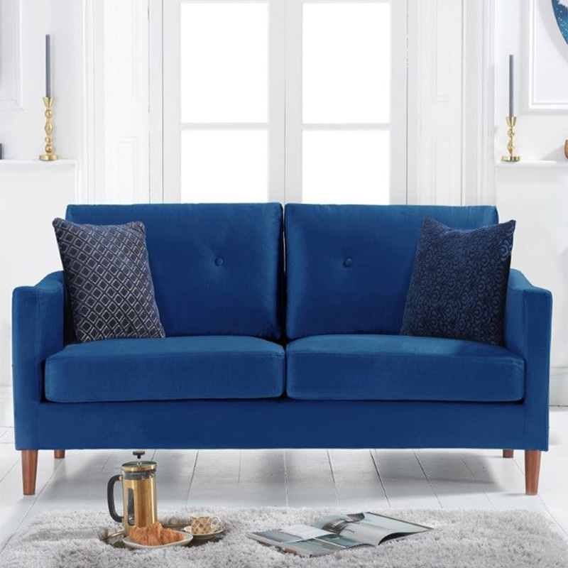 Carrie 3 Seater Blue Velvet Sofa