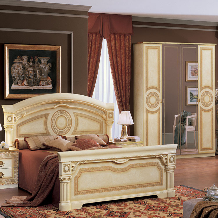 Medusa Italian Cream High Gloss & Gold Bedroom Set (4dr)