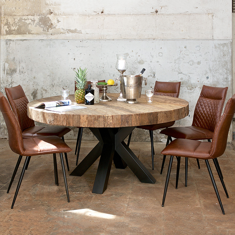 Bond 1.6m Rustic Wood & Black Leg Dining Table