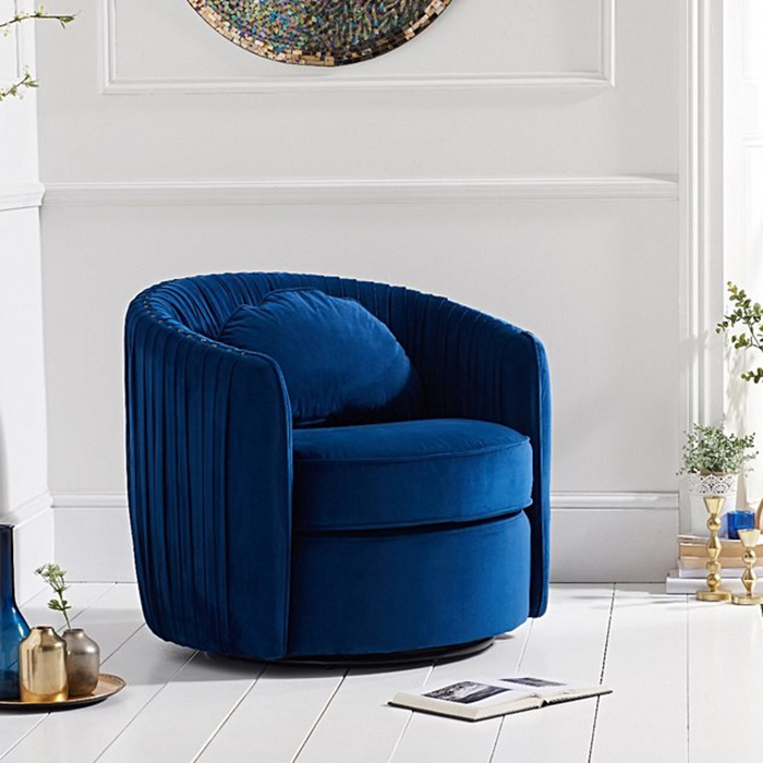Sarana Blue Velvet Tub Chair