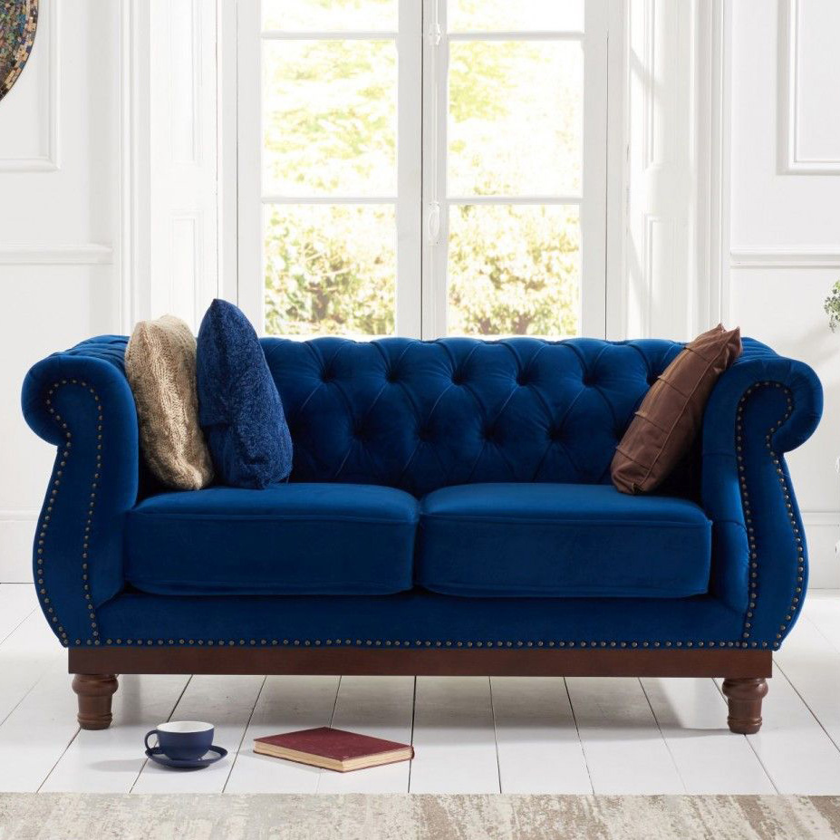Highgrove 2 Seater Blue Plush Sofa
