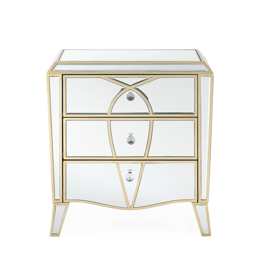 Pearla Champage Mirrored Glass Bedside