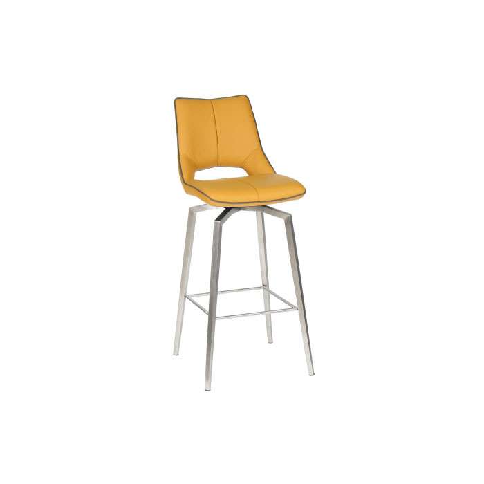 Marlow Swivel Yellow Leather Bar Chair