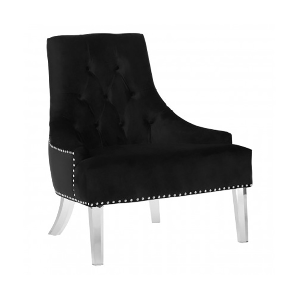 Cramer Black Velvet Buttoned Studded Feature Chair