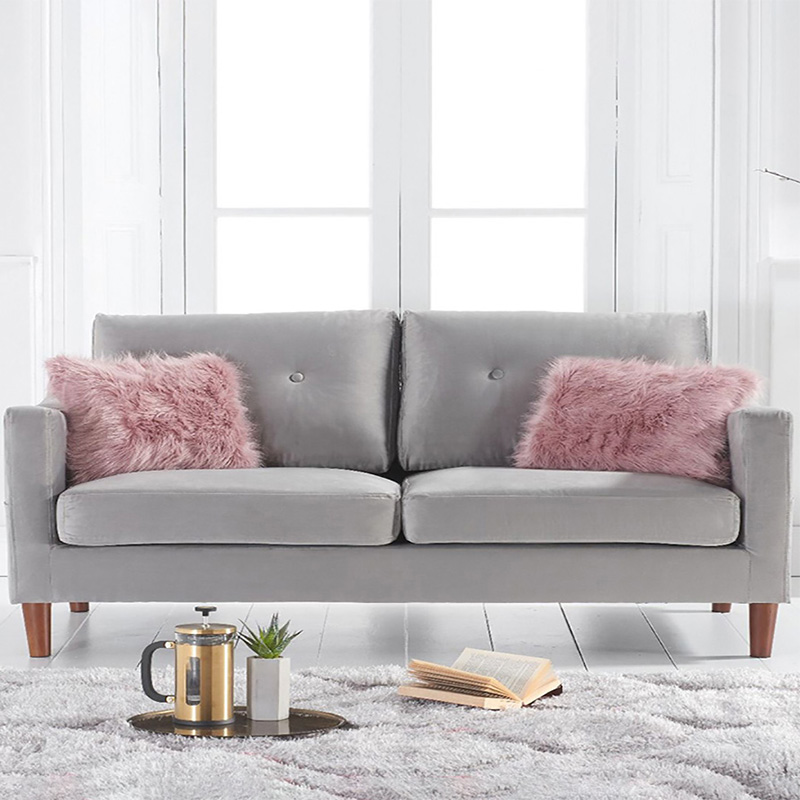 Carrie 3 Seater Grey Velvet Sofa