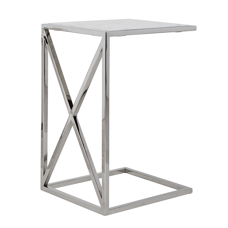 Madely White Marble Square Sofa Table