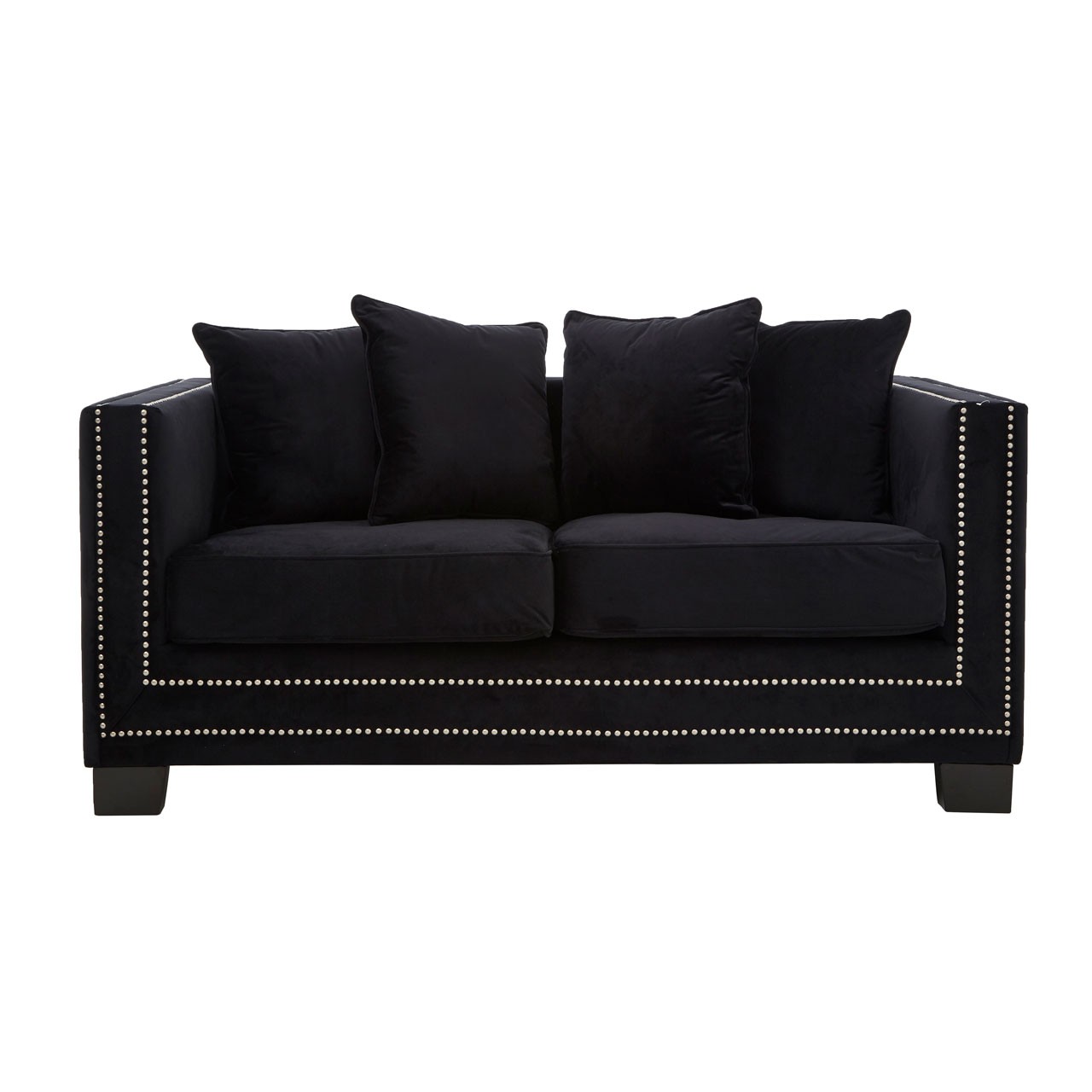 Saffy Black Velvet 2 Seater Sofa