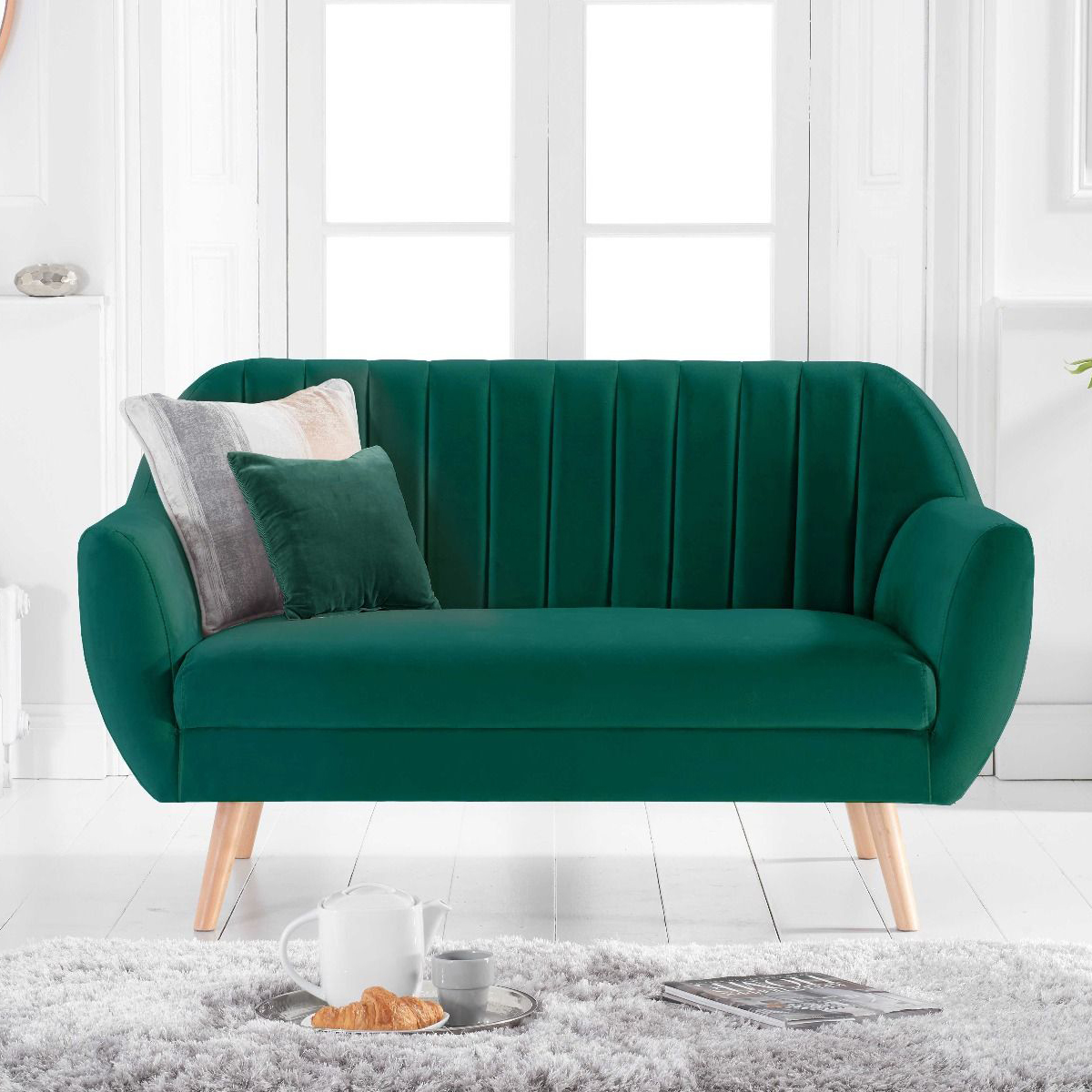 Luxor 2 Seater Green Velvet Sofa