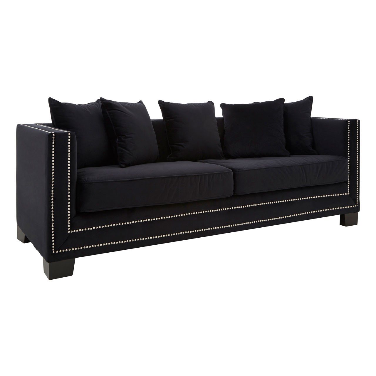 Saffy Black Velvet 3 Seater Sofa