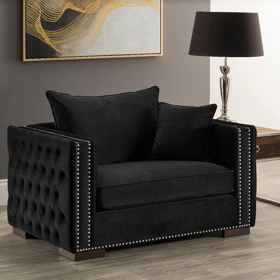 Moscow Black Velvet Snuggle Chair