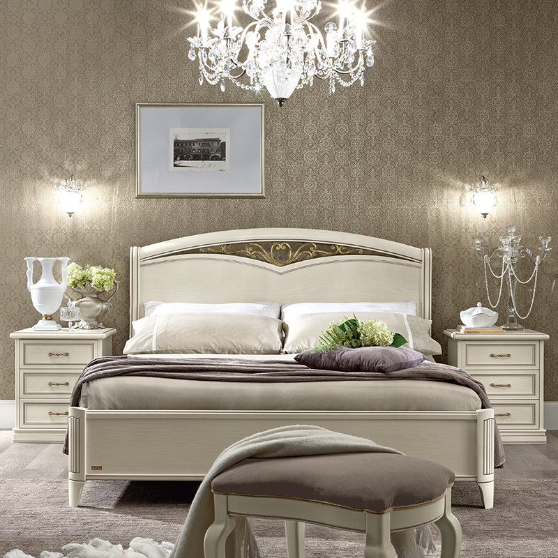 Natalia Ivory Ash Curvo Fregio 4ft6 Ornate Bed (Various Sizes)