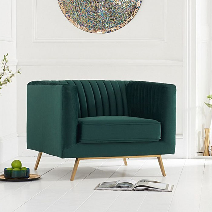 Dani Green Velvet Ribbed Feature Chair
