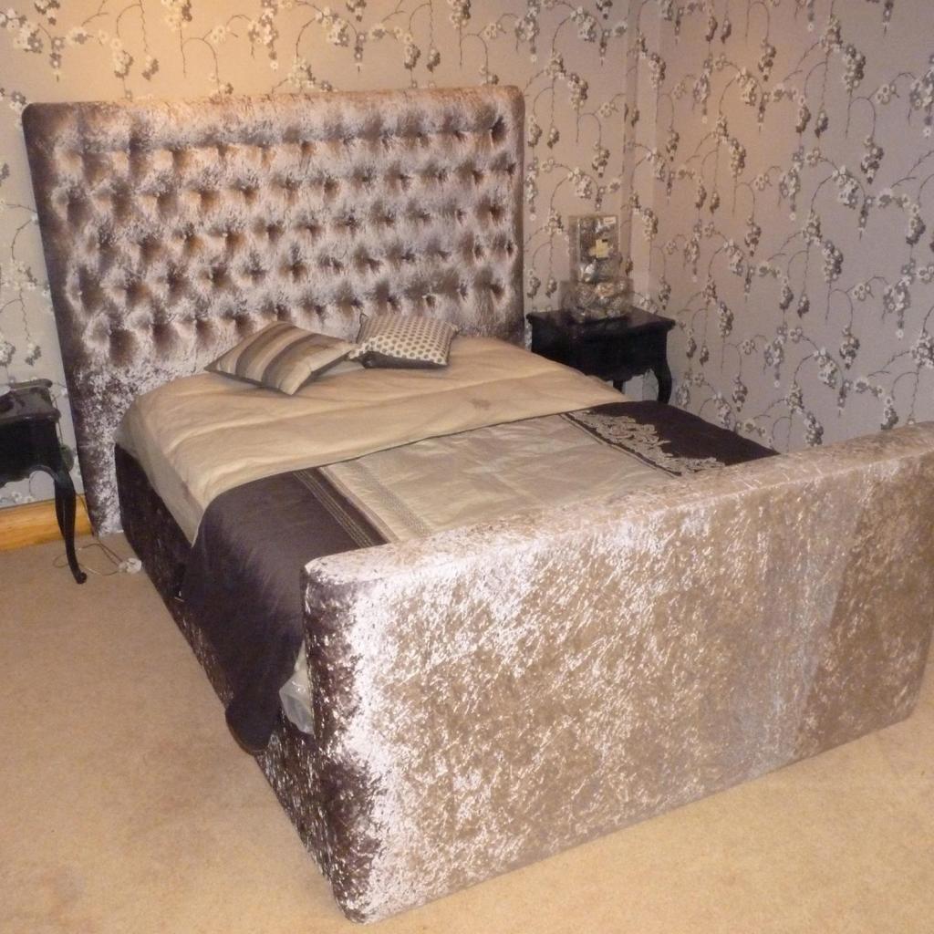 Bespoke Alexandra Crushed Velvet Buttoned Bed Frame (Various Options)
