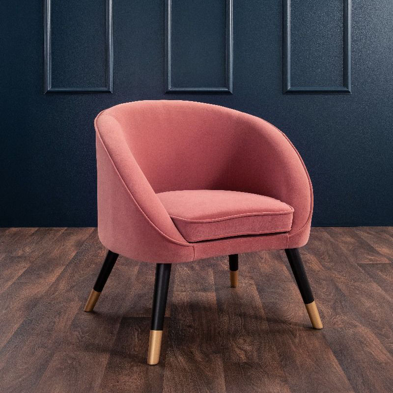 Oakman Pink Velvet Tub Chair