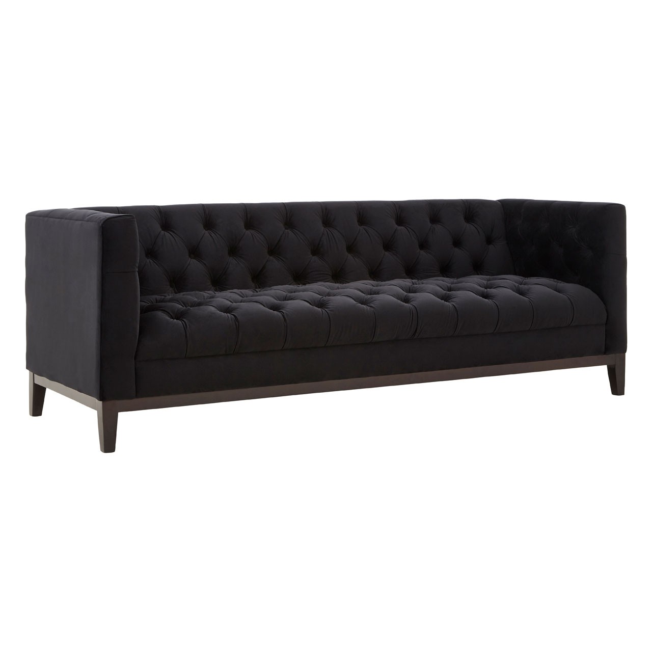Shafer 3 Seater Black Velvet Sofa