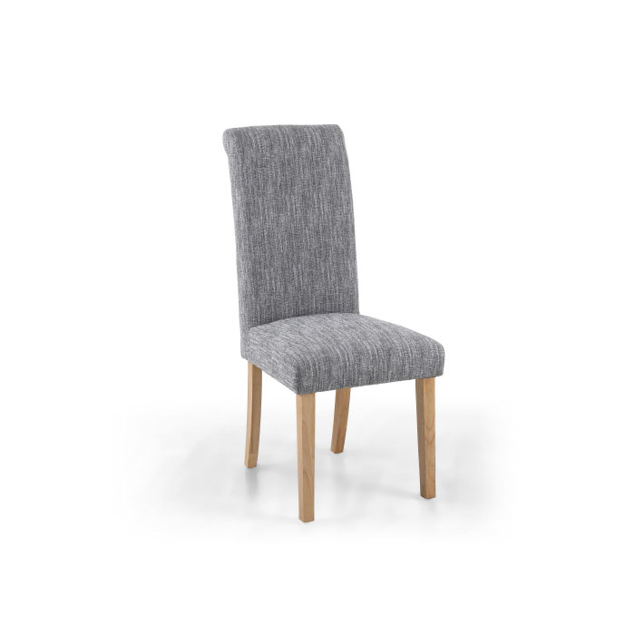 Corden Light Grey Linen Dining Chair (Natural Legs)