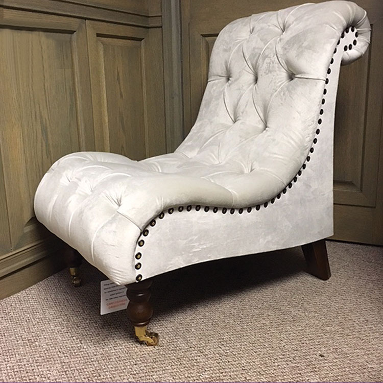 Bespoke Warwick Grace Dove Buttoned Studded Roll Top Feature Chair