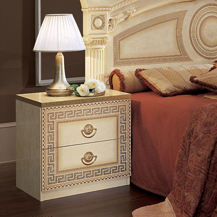 Medusa Ivory & Gold Bedside Cabinet