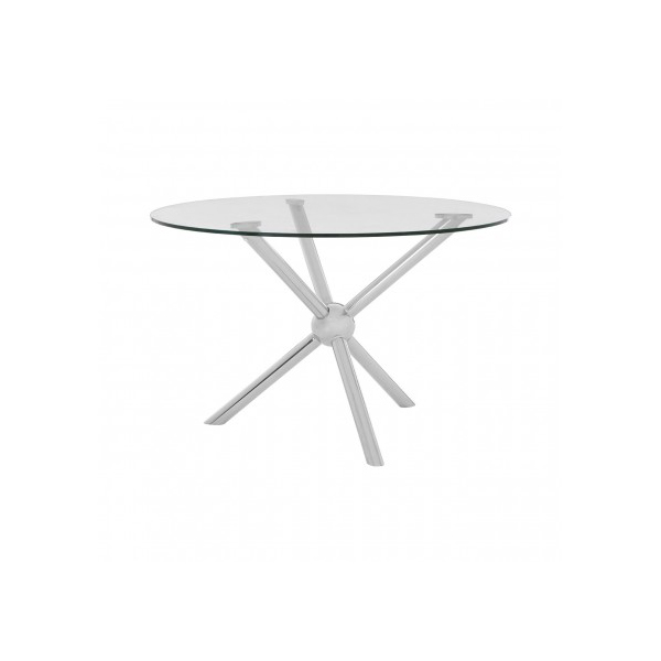 Novic Glass & Silver 1.2m Round Dining Table