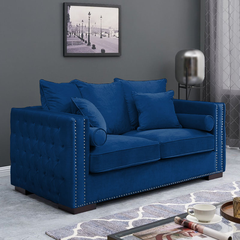 Moscow Blue Velvet 2 Seater Sofa