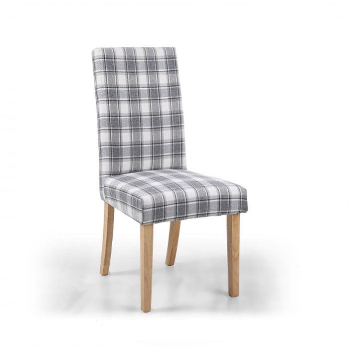 Rey Cappuccino Herringbone Check Dining Chair (Natural Legs)