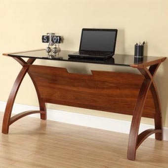 Curve Office Walnut or Oak Laptop Desk 130cm