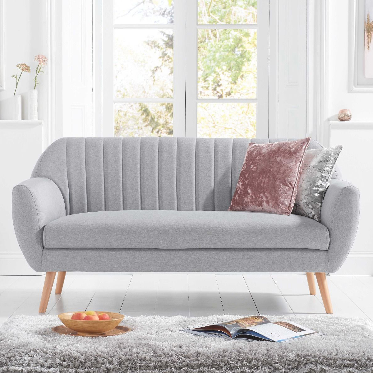 Luxor 3 Seater Grey Linen Sofa