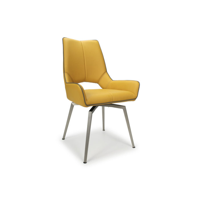 Marlow Swivel Yellow Leather Dining Chair