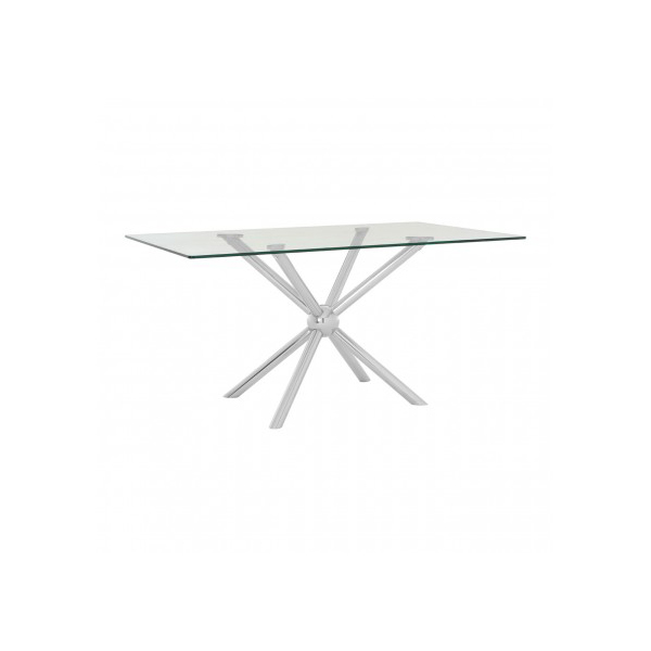 Novic Glass & Silver 1.6m Rectangular Dining Table