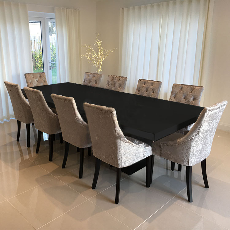 Roma Silestone Negro Tebas Black Quartz Bespoke Large Dining Table