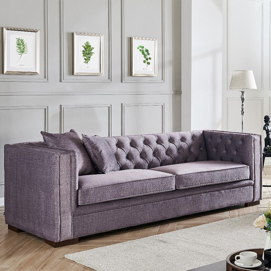 Montreal Slate Grey Fabric 3 Seater Sofa